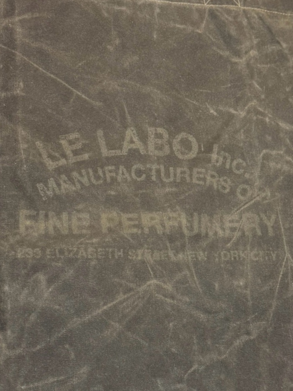 Le Labo Perfumery Dark Military Green Waxed Canvas Tote Bag Distressed USA View 2